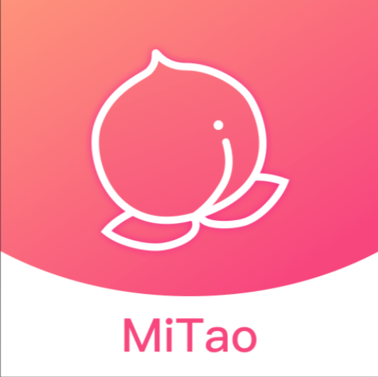 蜜桃视频来源宣传图中的桃形线条、渐变背景与MiTao字样